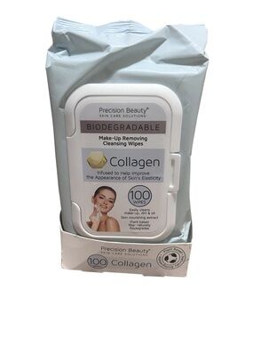 Precision Beauty Collagen Make-Up Removing Cleansing Wipes - White